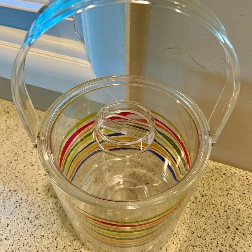 Vtg MCM Lucite Acrylic Multi Color Swirled Ice Bucket. Set Dressing On TV Show.